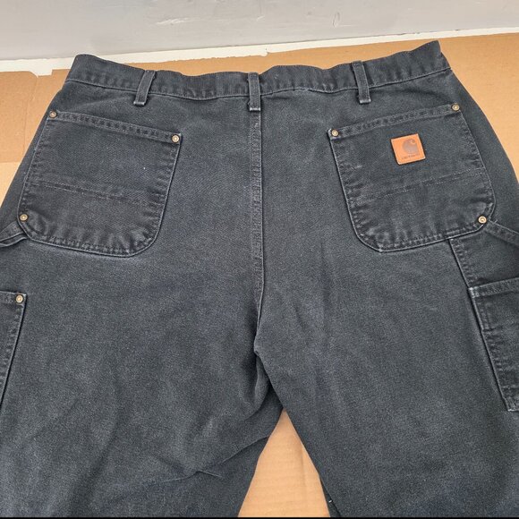 Vintage Carhartt Men's B136-BLK Black Double Knee Canvas Pants Men’s40 x30 Faded - Picture 3 of 14
